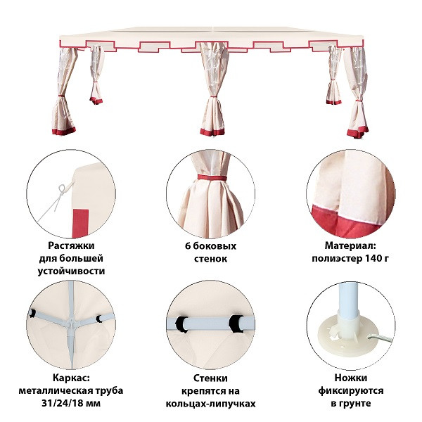 Тент садовый 1049 3х6м полиэстер, Green Glade