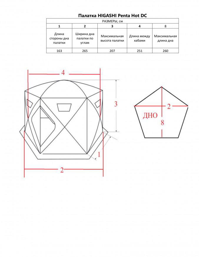 Палатка зимняя Higashi Penta Hot DC (трехслойная, два слоя утеплителя, пятистенная)